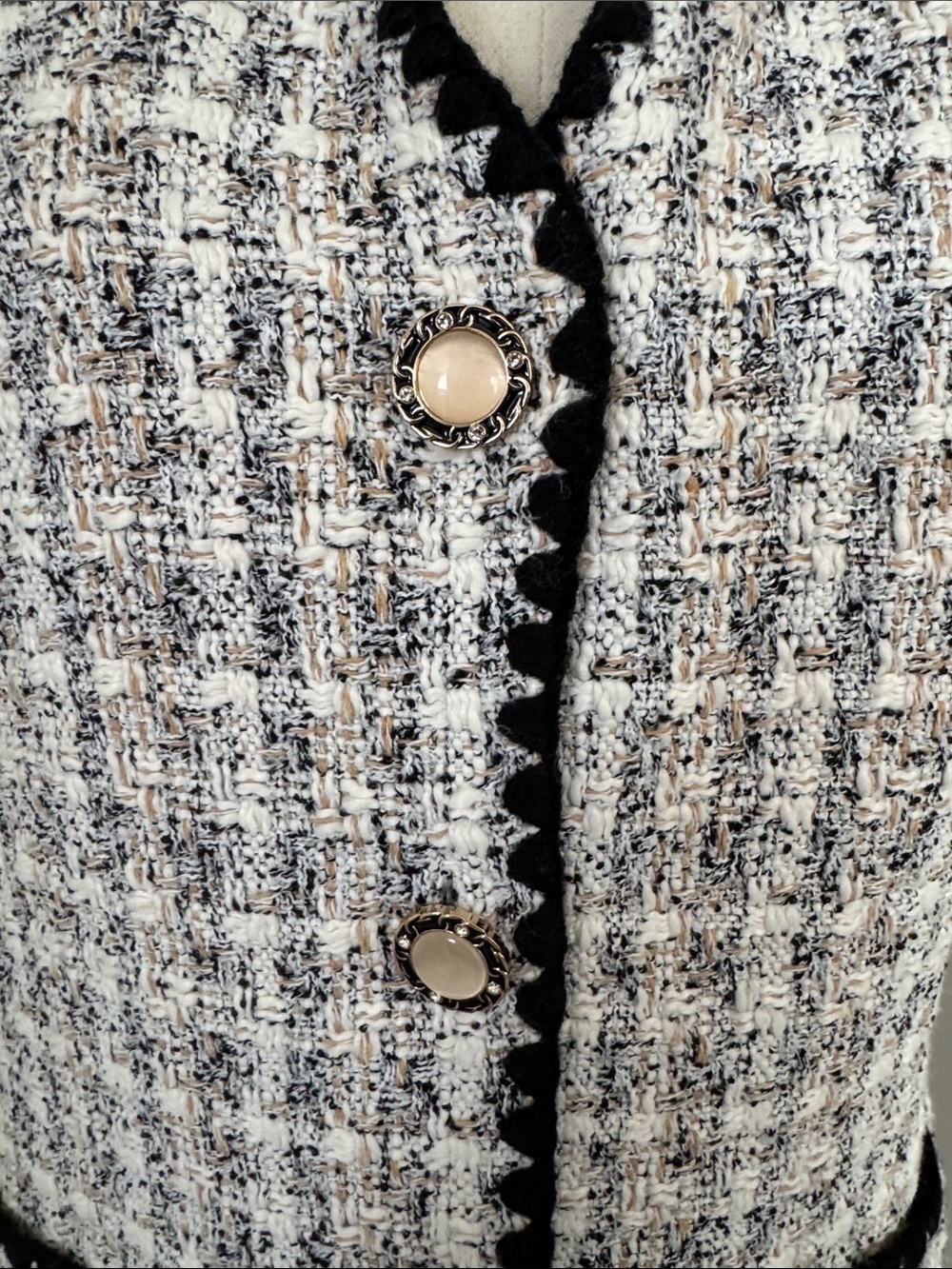 Pomander Place Black & White Tweed Mini Dress - Size Medium - Picture 4 of 10